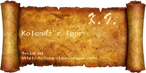 Kolcsár Igor névjegykártya